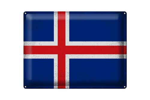 Blechschild Flagge Island 40x30cm Flag of Iceland Vintage