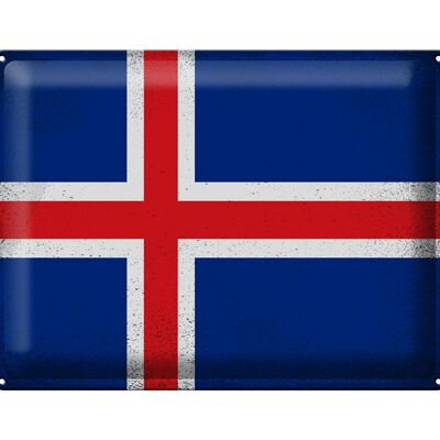 Targa in metallo Bandiera Islanda 40x30 cm Bandiera dell'Islanda Vintage