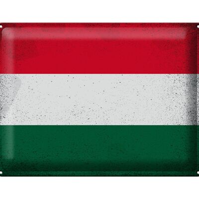 Signe en étain drapeau Hongrie 40x30cm drapeau de la Hongrie Vintage