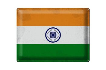 Signe en étain drapeau Inde 40x30cm drapeau de l'inde Vintage 1