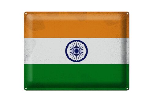 Blechschild Flagge Indien 40x30cm Flag of India Vintage