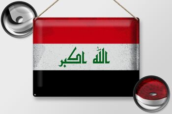 Signe en étain drapeau irakien 40x30cm, drapeau de l'irakien Vintage 2