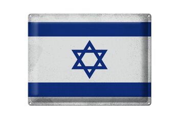 Signe en étain drapeau d'israël 40x30cm, drapeau d'israël Vintage 1