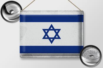 Signe en étain drapeau d'israël 40x30cm, drapeau d'israël Vintage 2