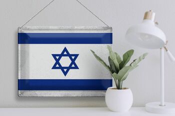 Signe en étain drapeau d'israël 40x30cm, drapeau d'israël Vintage 3