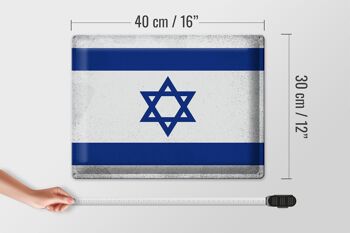 Signe en étain drapeau d'israël 40x30cm, drapeau d'israël Vintage 4