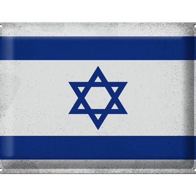 Cartel de chapa Bandera de Israel 40x30cm Bandera de Israel Vintage