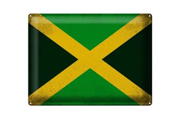 Drapeau en étain de la Jamaïque, 40x30cm, Vintage, drapeau de la jamaïque 1