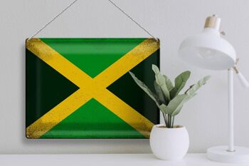 Drapeau en étain de la Jamaïque, 40x30cm, Vintage, drapeau de la jamaïque 3