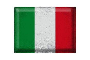 Signe en étain drapeau italie 40x30cm, drapeau de l'italie Vintage 1