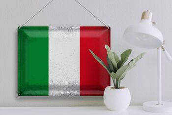 Signe en étain drapeau italie 40x30cm, drapeau de l'italie Vintage 3