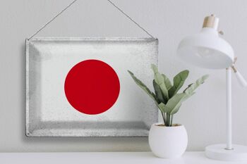 Signe en étain drapeau japon 40x30cm drapeau du japon Vintage 3