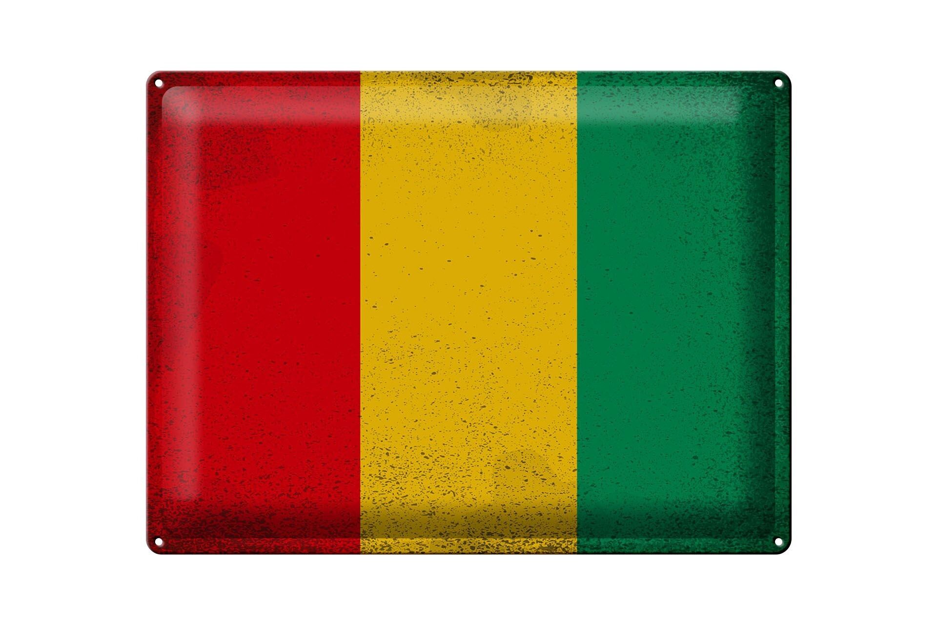 Drapeau de la Guinée en étain, 40x30cm, Vintage, drapeau de la Guinée