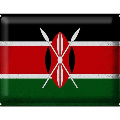 Signe en étain drapeau du Kenya 40x30cm drapeau du Kenya Vintage
