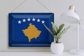 Drapeau en étain du Kosovo, 40x30cm, drapeau du Kosovo, Vintage 3