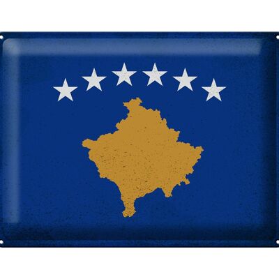 Blechschild Flagge Kosovo 40x30cm Flag of Kosovo Vintage