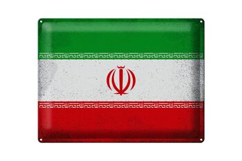 Signe en étain drapeau de l'iran, 40x30cm, drapeau de l'iran, Vintage 1