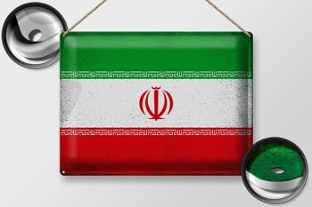 Signe en étain drapeau de l'iran, 40x30cm, drapeau de l'iran, Vintage 2