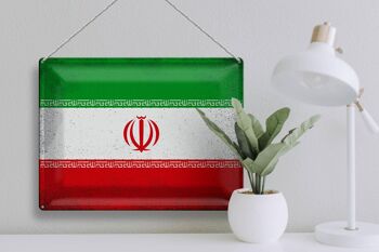 Signe en étain drapeau de l'iran, 40x30cm, drapeau de l'iran, Vintage 3