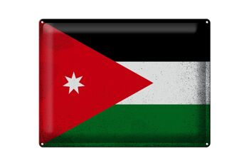 Signe en étain drapeau de Jordanie 40x30cm drapeau de Jordanie Vintage 1