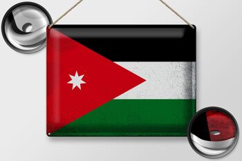 Signe en étain drapeau de Jordanie 40x30cm drapeau de Jordanie Vintage 2