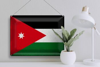 Signe en étain drapeau de Jordanie 40x30cm drapeau de Jordanie Vintage 3