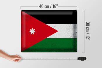 Signe en étain drapeau de Jordanie 40x30cm drapeau de Jordanie Vintage 4