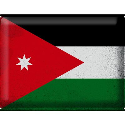 Blechschild Flagge Jordanien 40x30cm Flag of Jordan Vintage