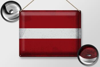 Drapeau en étain de la Lettonie, 40x30cm, drapeau de la Lettonie, Vintage 2