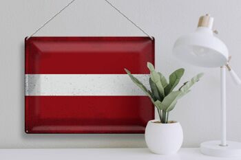 Drapeau en étain de la Lettonie, 40x30cm, drapeau de la Lettonie, Vintage 3