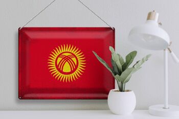 Drapeau en étain Kirghizistan, 40x30cm, Vintage, Kirghizistan 3