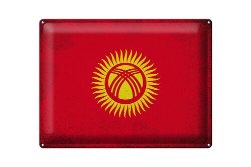 Blechschild Flagge Kirgisistan 40x30cm Kyrgyzstan Vintage