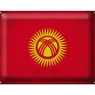 Blechschild Flagge Kirgisistan 40x30cm Kyrgyzstan Vintage