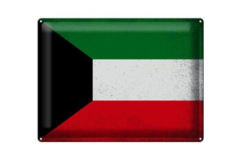 Drapeau en étain du Koweït, 40x30cm, drapeau du Koweït, Vintage 1