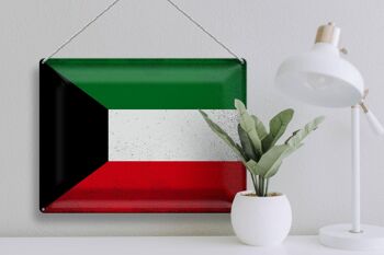 Drapeau en étain du Koweït, 40x30cm, drapeau du Koweït, Vintage 3