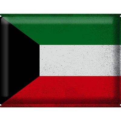 Blechschild Flagge Kuwait 40x30cm Flag of Kuwait Vintage
