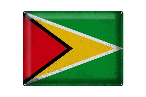 Blechschild Flagge Guyana 40x30cm Flag of Guyana Vintage
