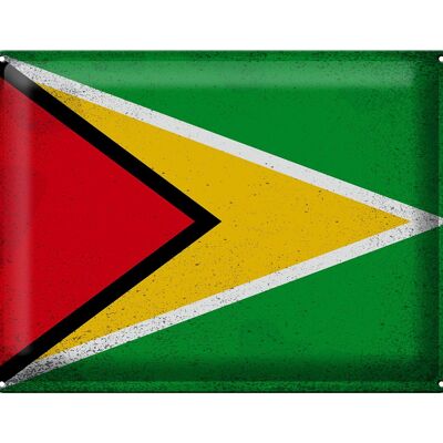 Blechschild Flagge Guyana 40x30cm Flag of Guyana Vintage