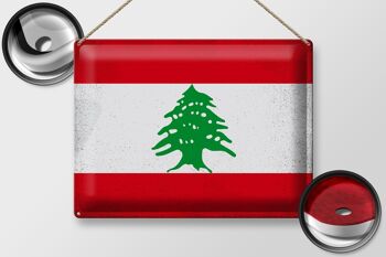 Signe en étain drapeau liban 40x30cm, drapeau du liban Vintage 2
