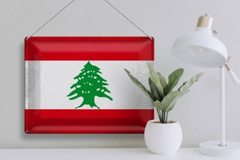 Signe en étain drapeau liban 40x30cm, drapeau du liban Vintage 3