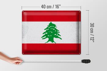 Signe en étain drapeau liban 40x30cm, drapeau du liban Vintage 4