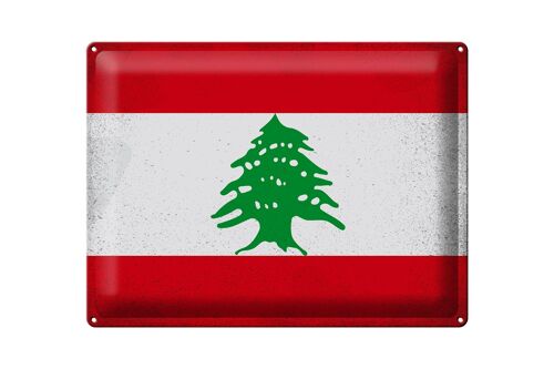Blechschild Flagge Libanon 40x30cm Flag of Lebanon Vintage