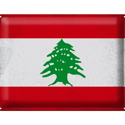 Targa in metallo Bandiera Libano 40x30 cm Bandiera del Libano Vintage