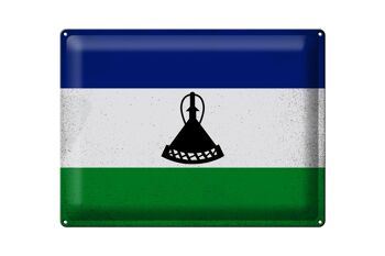 Drapeau en étain du Lesotho, 40x30cm, drapeau du Lesotho, Vintage 1