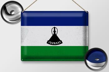 Drapeau en étain du Lesotho, 40x30cm, drapeau du Lesotho, Vintage 2