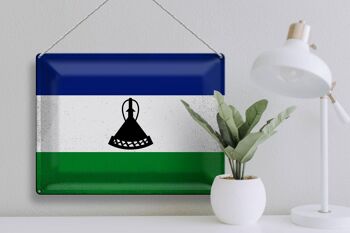 Drapeau en étain du Lesotho, 40x30cm, drapeau du Lesotho, Vintage 3