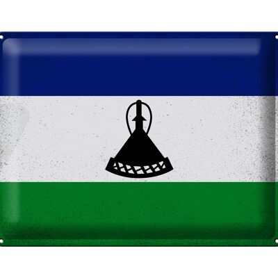 Drapeau en étain du Lesotho, 40x30cm, drapeau du Lesotho, Vintage