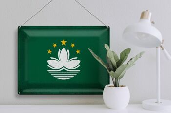 Signe en étain drapeau Macao 40x30cm drapeau de Macao Vintage 3