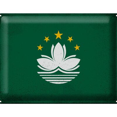 Signe en étain drapeau Macao 40x30cm drapeau de Macao Vintage