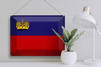 Signe en étain drapeau Liechtenstein 40x30cm, drapeau Vintage 3